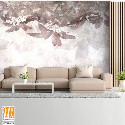 Tropical trees and leaves wallpaper design in foggy forest - 3D illustration [WP-FXH-458]
