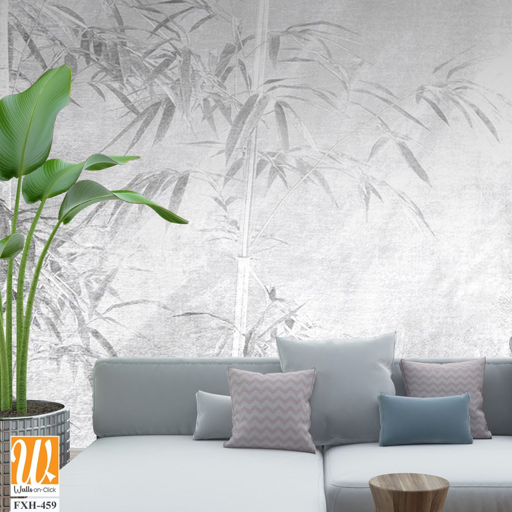 Tropical leaves and Trees Wallpaper design - 3D illustration [WP-FXH-459]