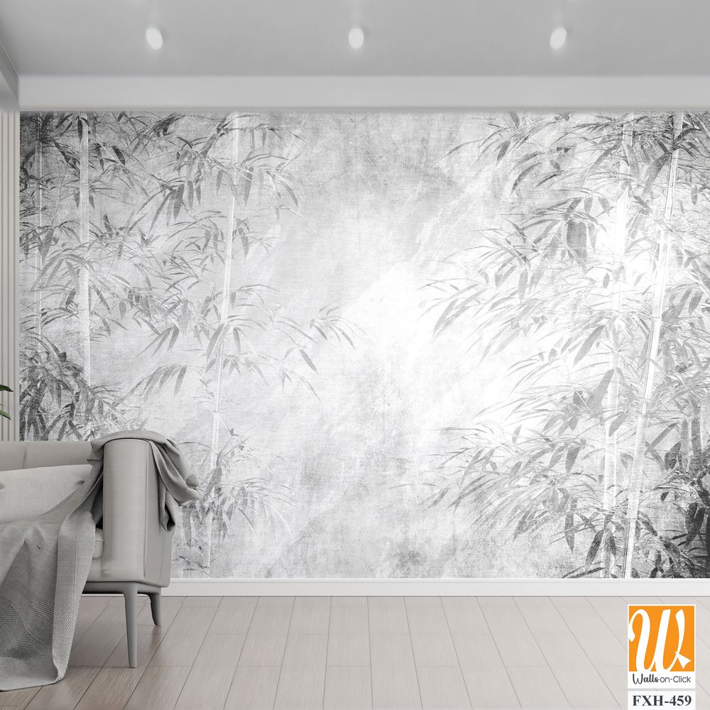 Tropical leaves and Trees Wallpaper design - 3D illustration [WP-FXH-459]