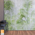 Tropical leaves and Trees Wallpaper design - 3D illustration [WP-FXH-460]