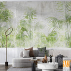 Tropical leaves and Trees Wallpaper design - 3D illustration [WP-FXH-460]