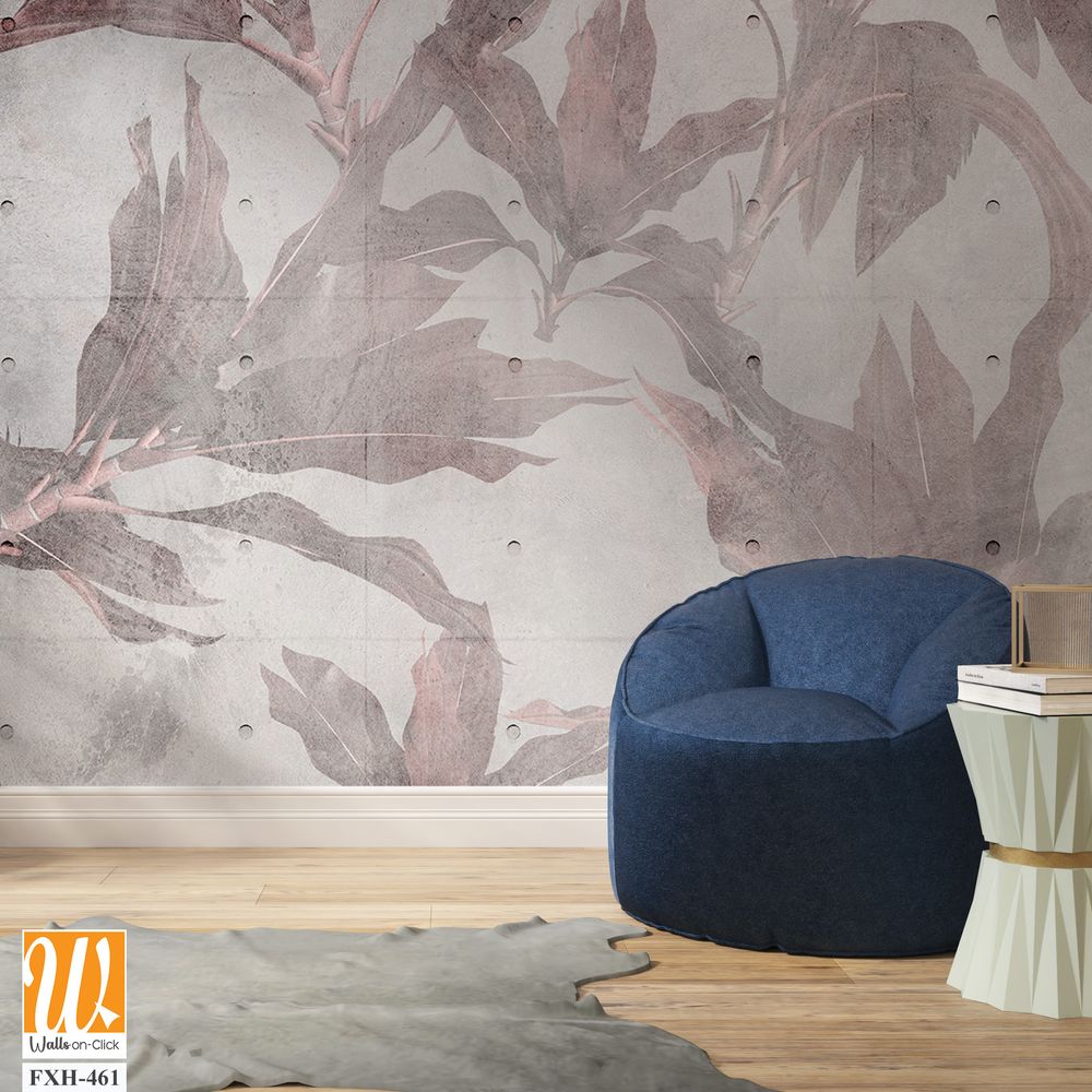 Tropical leaves and Trees Wallpaper design - 3D illustration [WP-FXH-461]