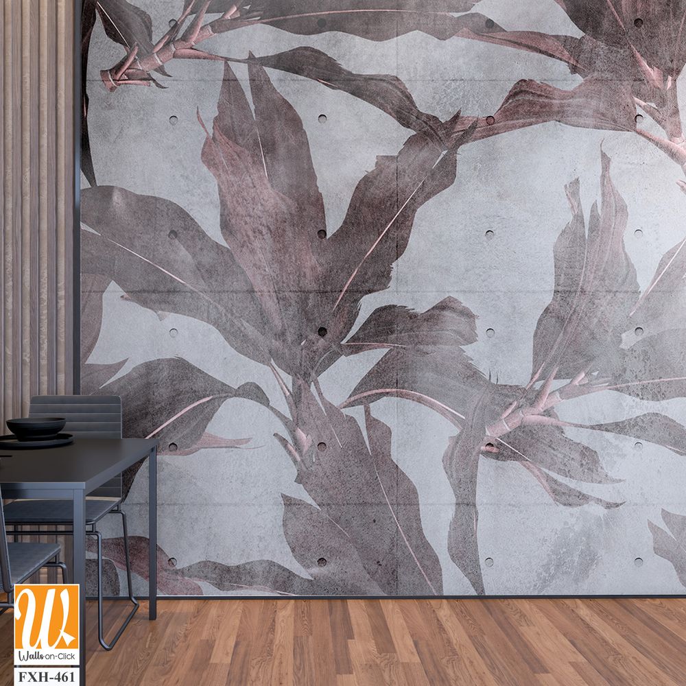 Tropical leaves and Trees Wallpaper design - 3D illustration [WP-FXH-461]