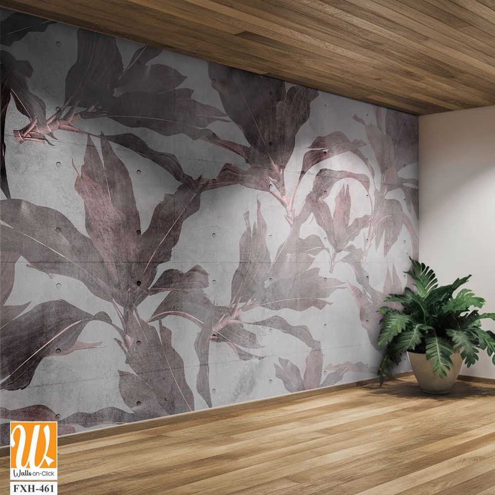 Tropical leaves and Trees Wallpaper design - 3D illustration [WP-FXH-461]