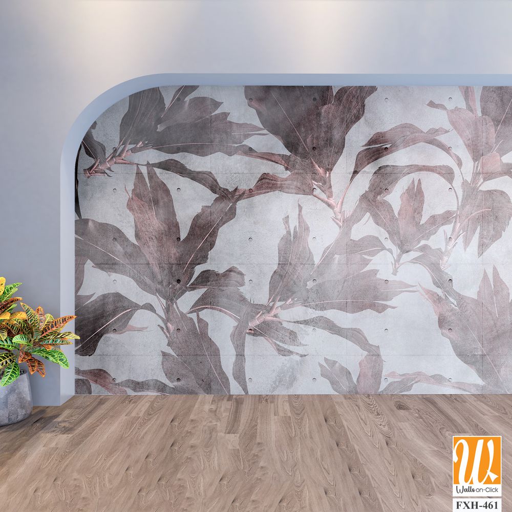 Tropical leaves and Trees Wallpaper design - 3D illustration [WP-FXH-461]