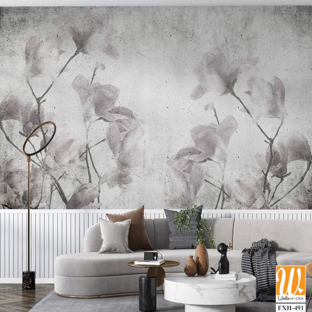 Tropical leaves and Trees Wallpaper design - 3D illustration [WP-FXH-491]