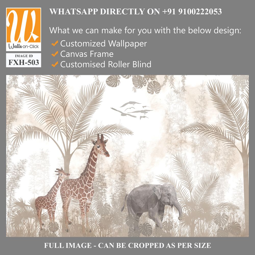 Cute animals wallpaper design for kids rooms- 3d illustration [WP-FXH-503]