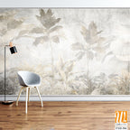 Tropical leaves and Trees Wallpaper design - 3D illustration [WP-FXH-506]
