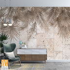 Tropical leaves and Trees Wallpaper design - 3D illustration [WP-FXH-515]