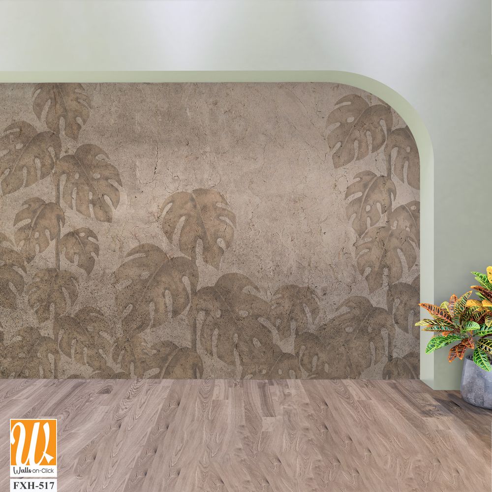 Tropical leaves and Trees Wallpaper design - 3D illustration [WP-FXH-517]