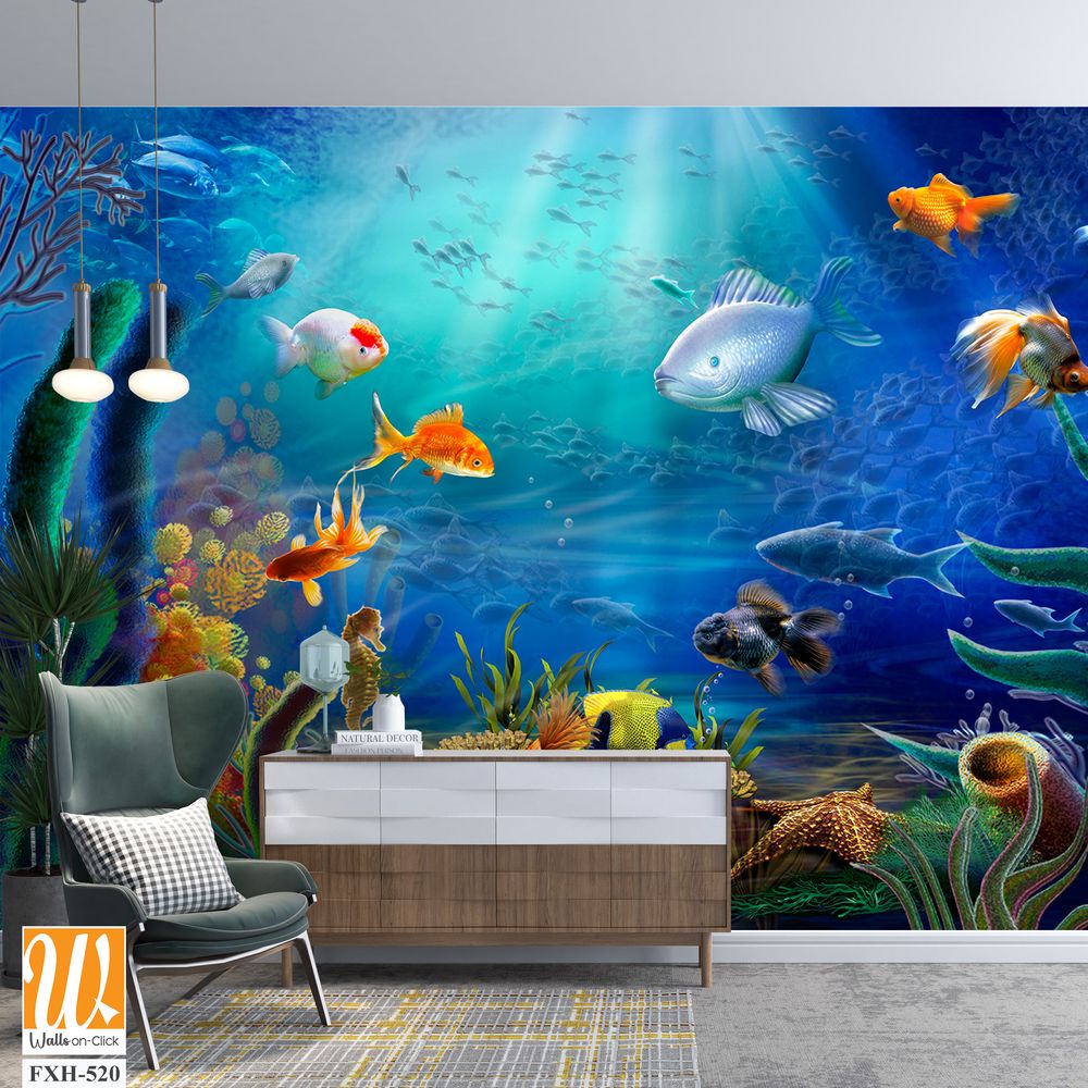 Tropical colorful beautiful underwater life with fish [WP-FXH-520]