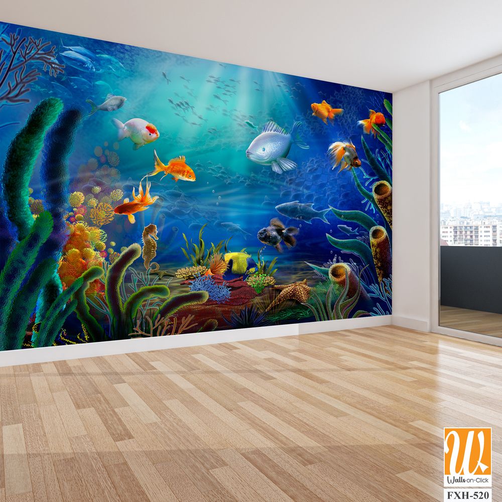 Tropical colorful beautiful underwater life with fish [WP-FXH-520]