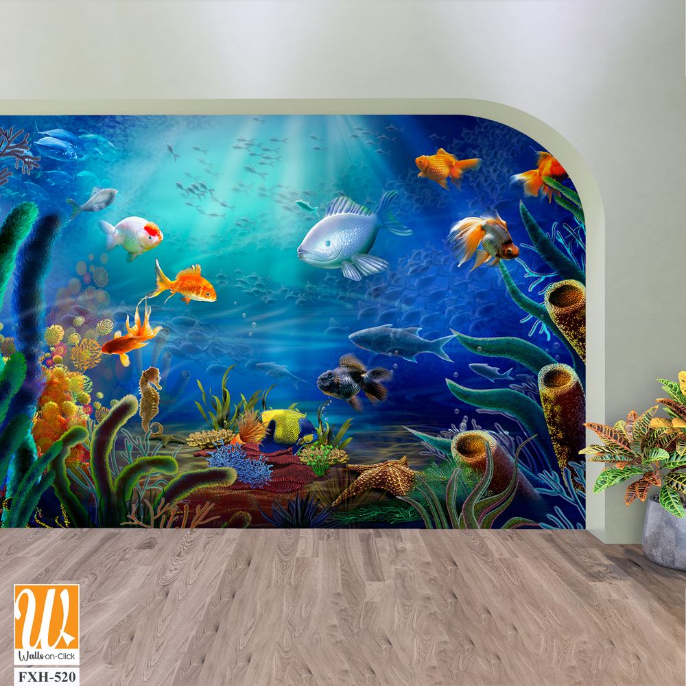 Tropical colorful beautiful underwater life with fish [WP-FXH-520]