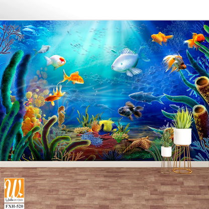 Tropical colorful beautiful underwater life with fish [WP-FXH-520]