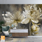 Vintage flowers on texture background, art drawing on canvas in pastel style, photo wallpaper [WP-FXH-540]