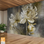 Vintage flowers on texture background, art drawing on canvas in pastel style, photo wallpaper [WP-FXH-540]