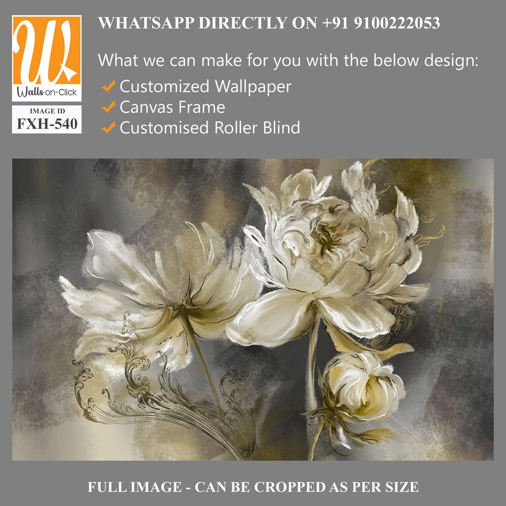 Vintage flowers on texture background, art drawing on canvas in pastel style, photo wallpaper [WP-FXH-540]