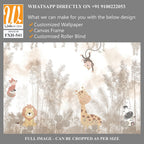 Cute animals wallpaper design for kids rooms- 3d illustration [WP-FXH-541]