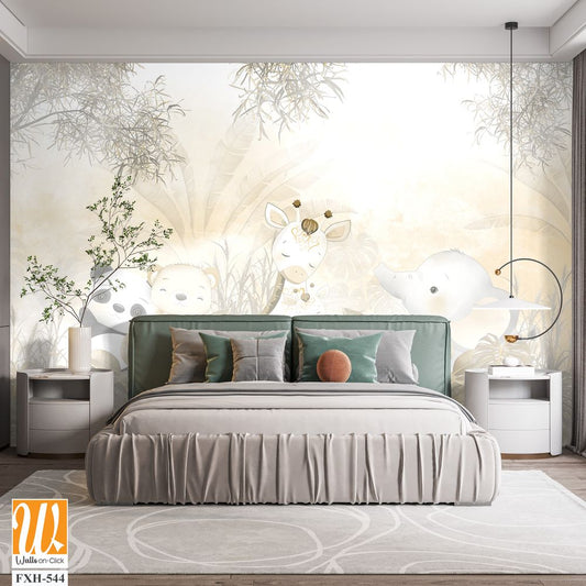 Cute animals wallpaper for kids rooms [WP-FXH-544]