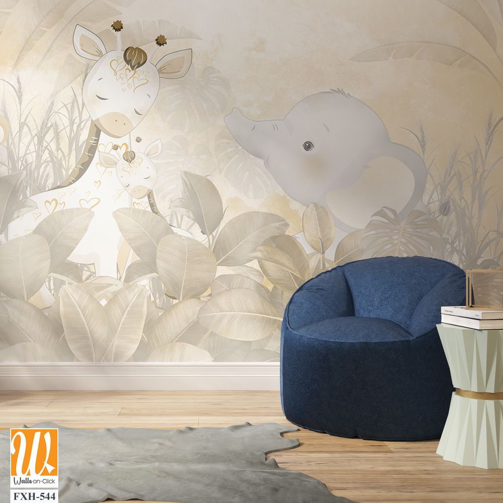 Cute animals wallpaper for kids rooms [WP-FXH-544]