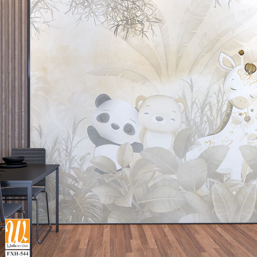Cute animals wallpaper for kids rooms [WP-FXH-544]