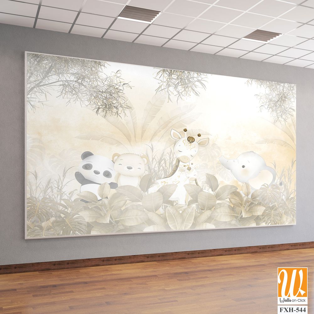 Cute animals wallpaper for kids rooms [WP-FXH-544]