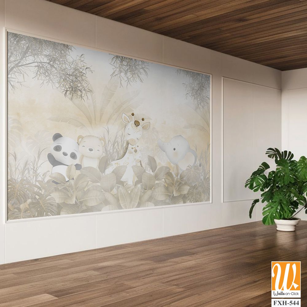 Cute animals wallpaper for kids rooms [WP-FXH-544]