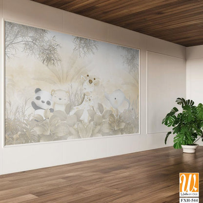 Cute animals wallpaper for kids rooms [WP-FXH-544]