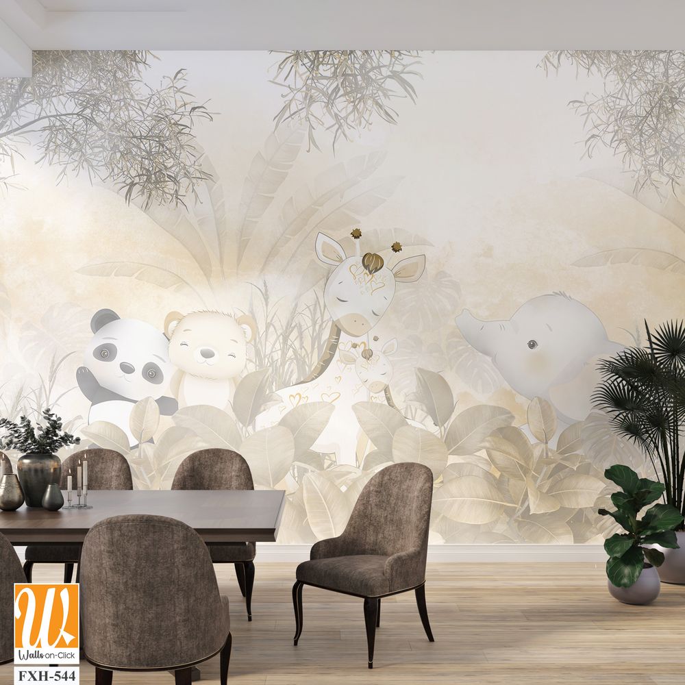 Cute animals wallpaper for kids rooms [WP-FXH-544]