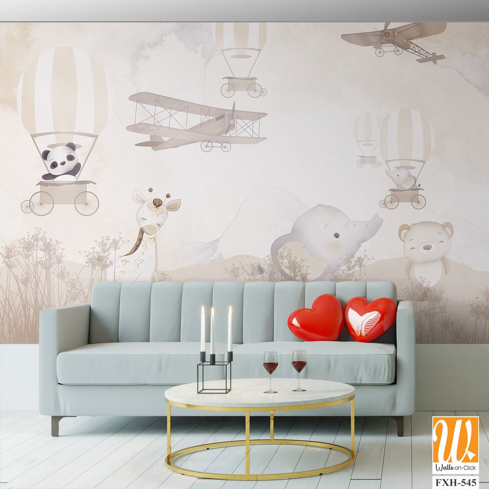 Cute animals wallpaper for kids rooms [WP-FXH-545]