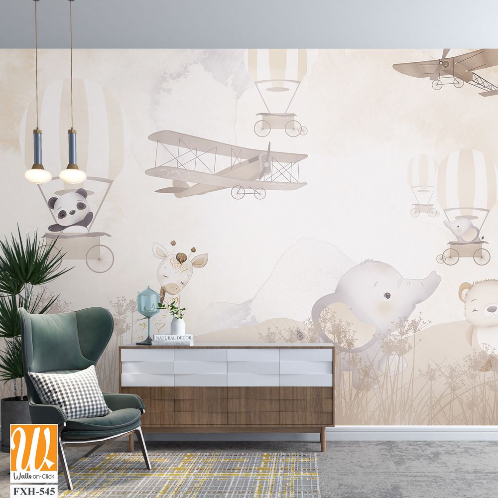 Cute animals wallpaper for kids rooms [WP-FXH-545]