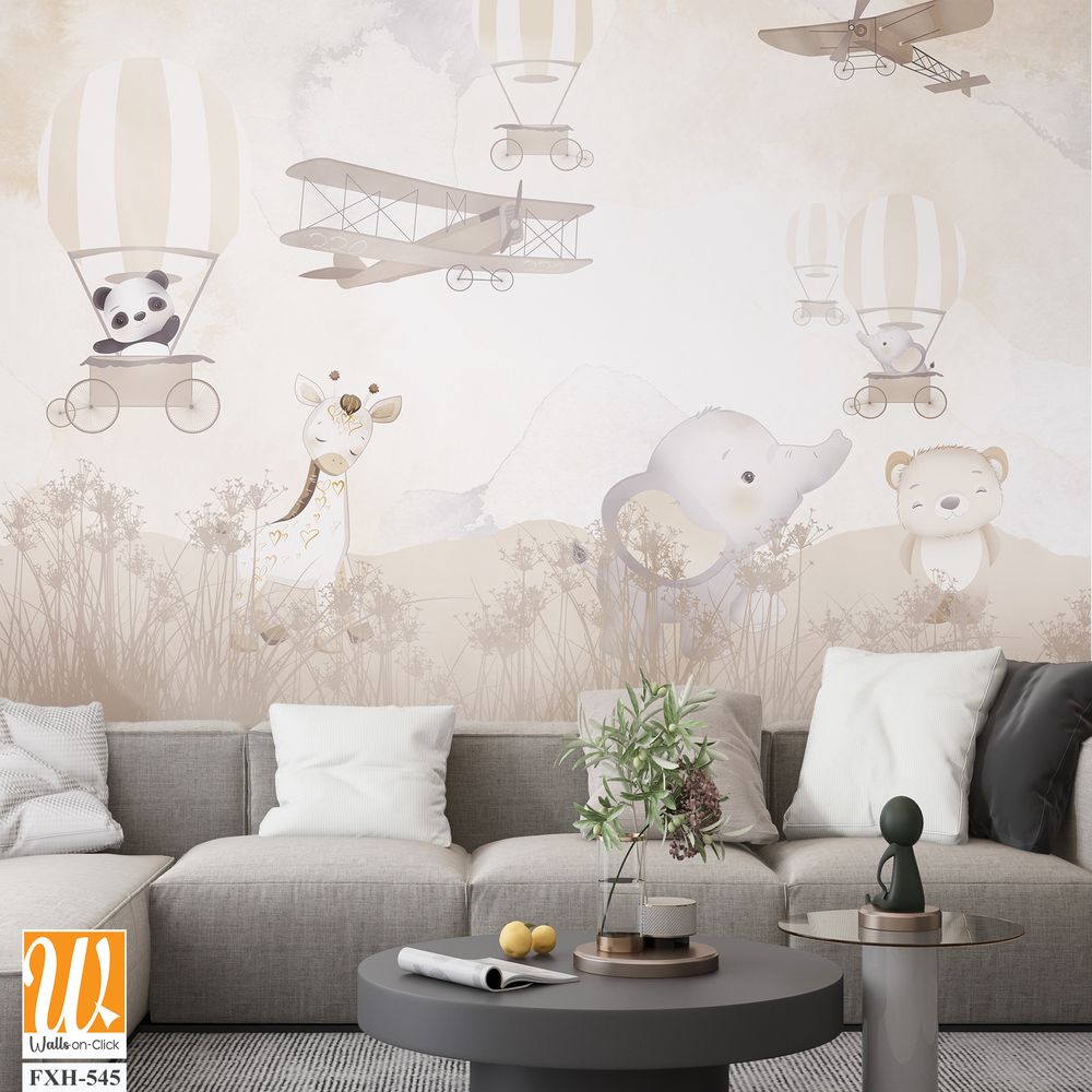 Cute animals wallpaper for kids rooms [WP-FXH-545]