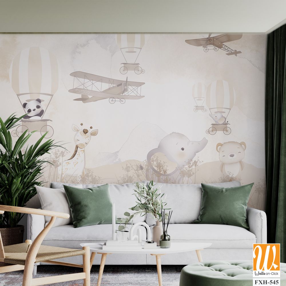 Cute animals wallpaper for kids rooms [WP-FXH-545]