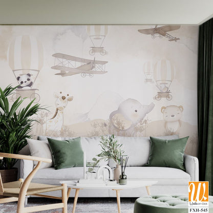 Cute animals wallpaper for kids rooms [WP-FXH-545]