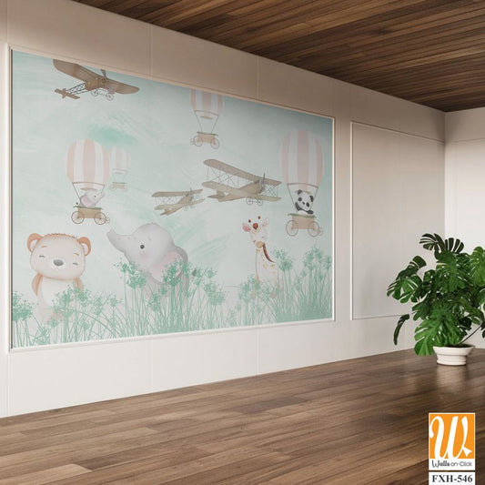 Cute animals wallpaper for kids rooms [WP-FXH-546]