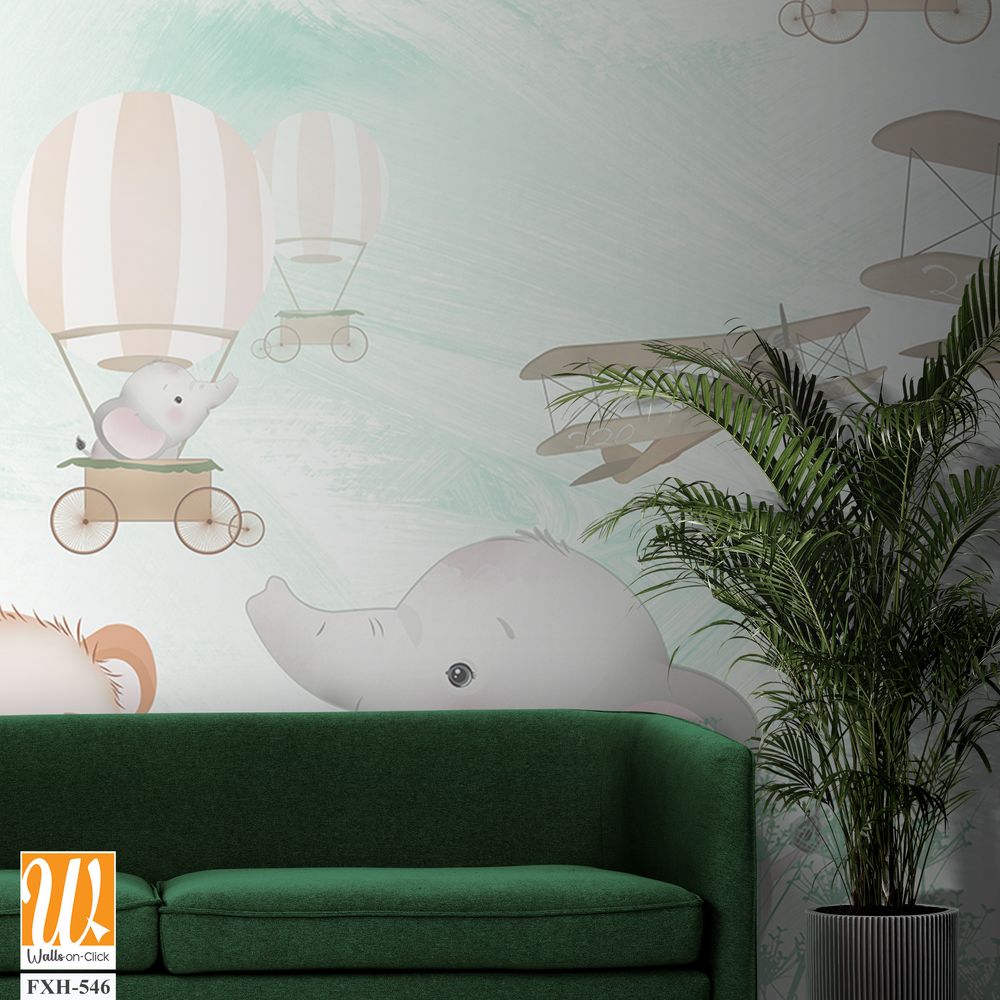 Cute animals wallpaper for kids rooms [WP-FXH-546]