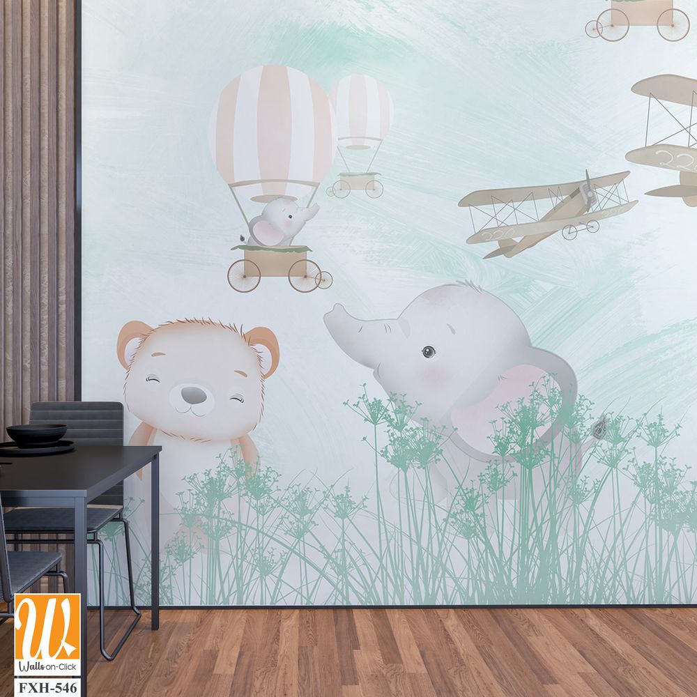 Cute animals wallpaper for kids rooms [WP-FXH-546]