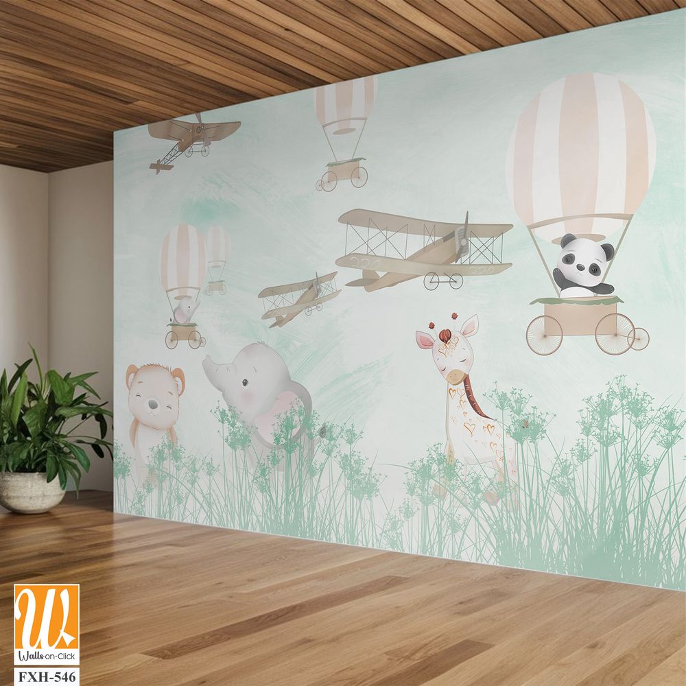 Cute animals wallpaper for kids rooms [WP-FXH-546]