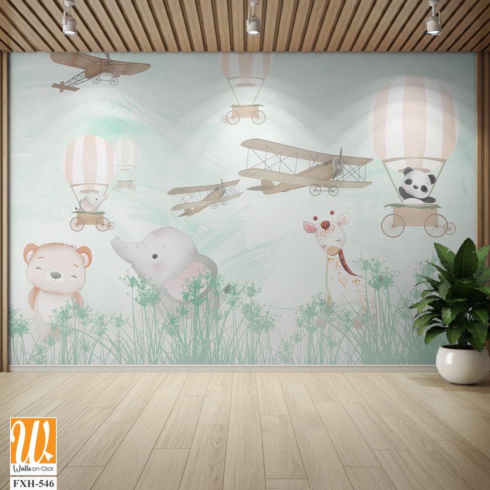 Cute animals wallpaper for kids rooms [WP-FXH-546]