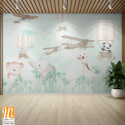 Cute animals wallpaper for kids rooms [WP-FXH-546]