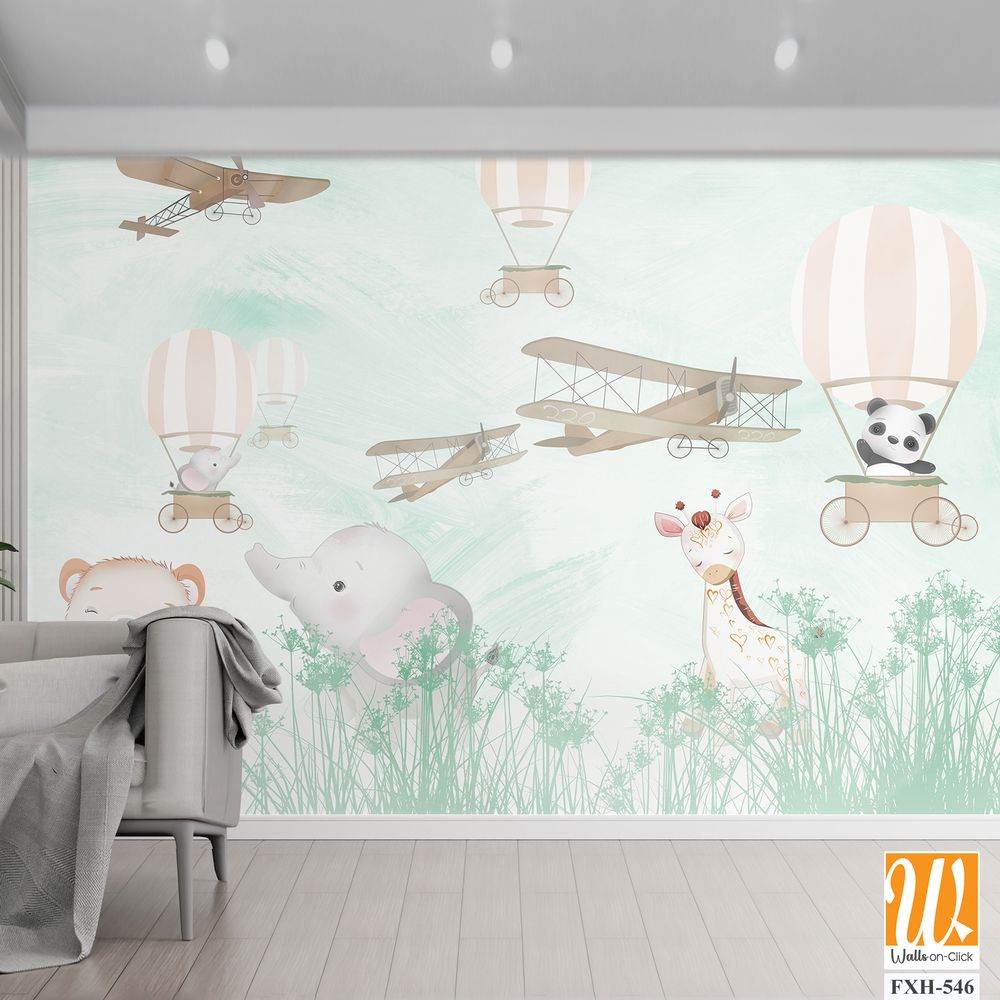 Cute animals wallpaper for kids rooms [WP-FXH-546]