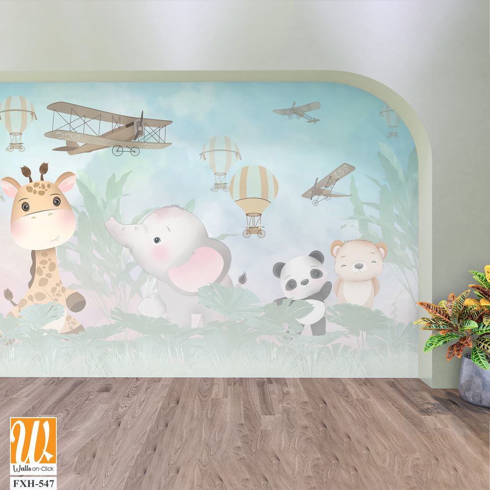 Cute animals wallpaper for kids rooms [WP-FXH-547]