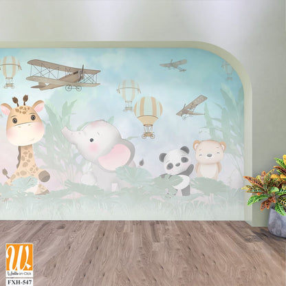 Cute animals wallpaper for kids rooms [WP-FXH-547]