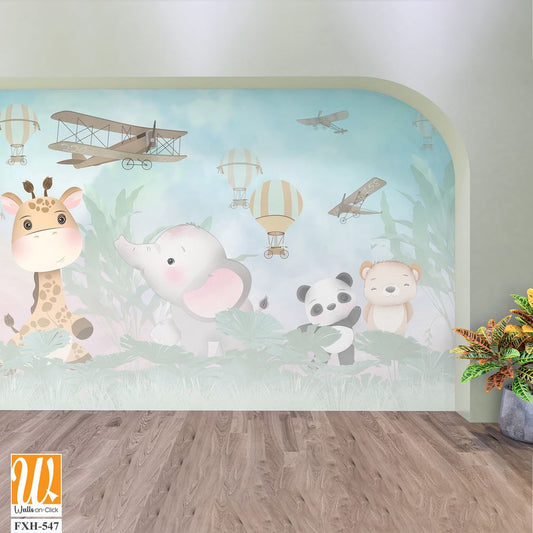 Cute animals wallpaper for kids rooms [WP-FXH-547]