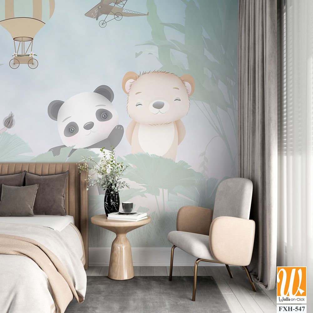 Cute animals wallpaper for kids rooms [WP-FXH-547]