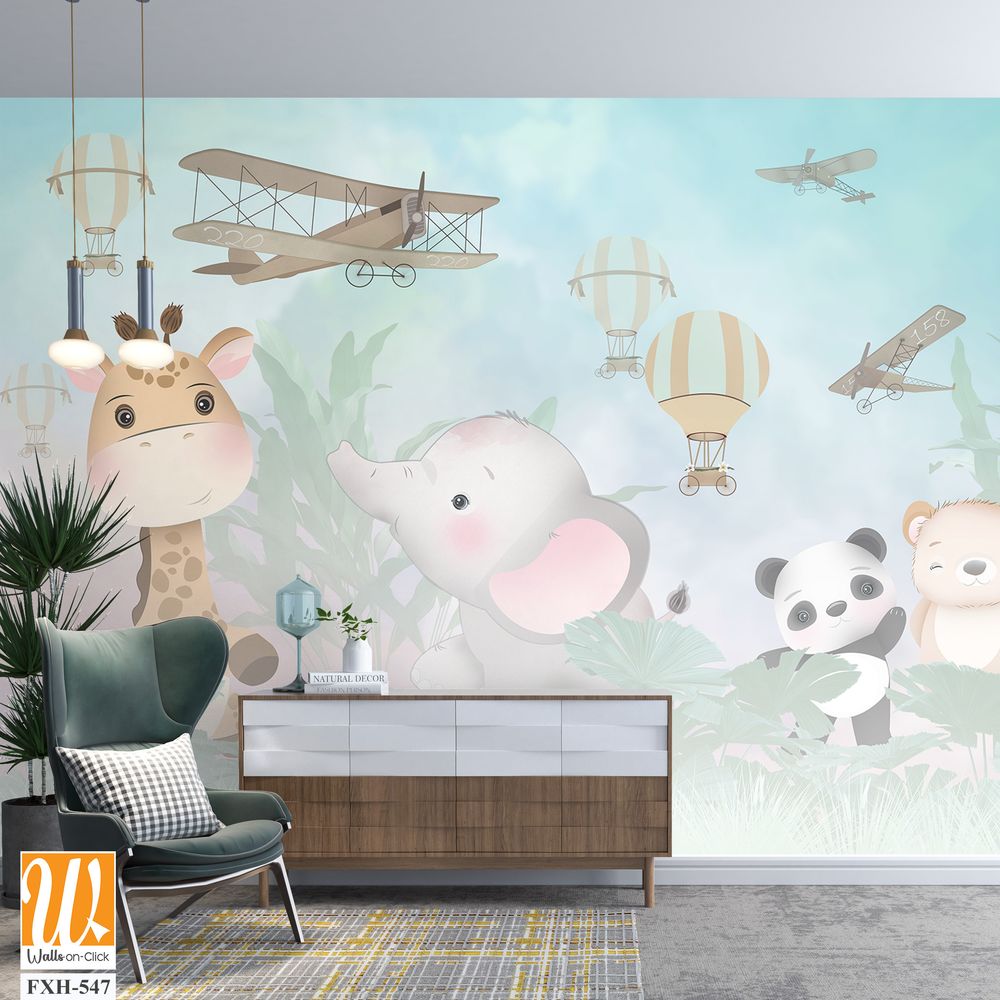 Cute animals wallpaper for kids rooms [WP-FXH-547]