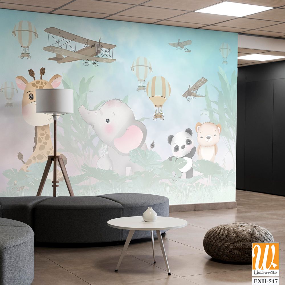 Cute animals wallpaper for kids rooms [WP-FXH-547]