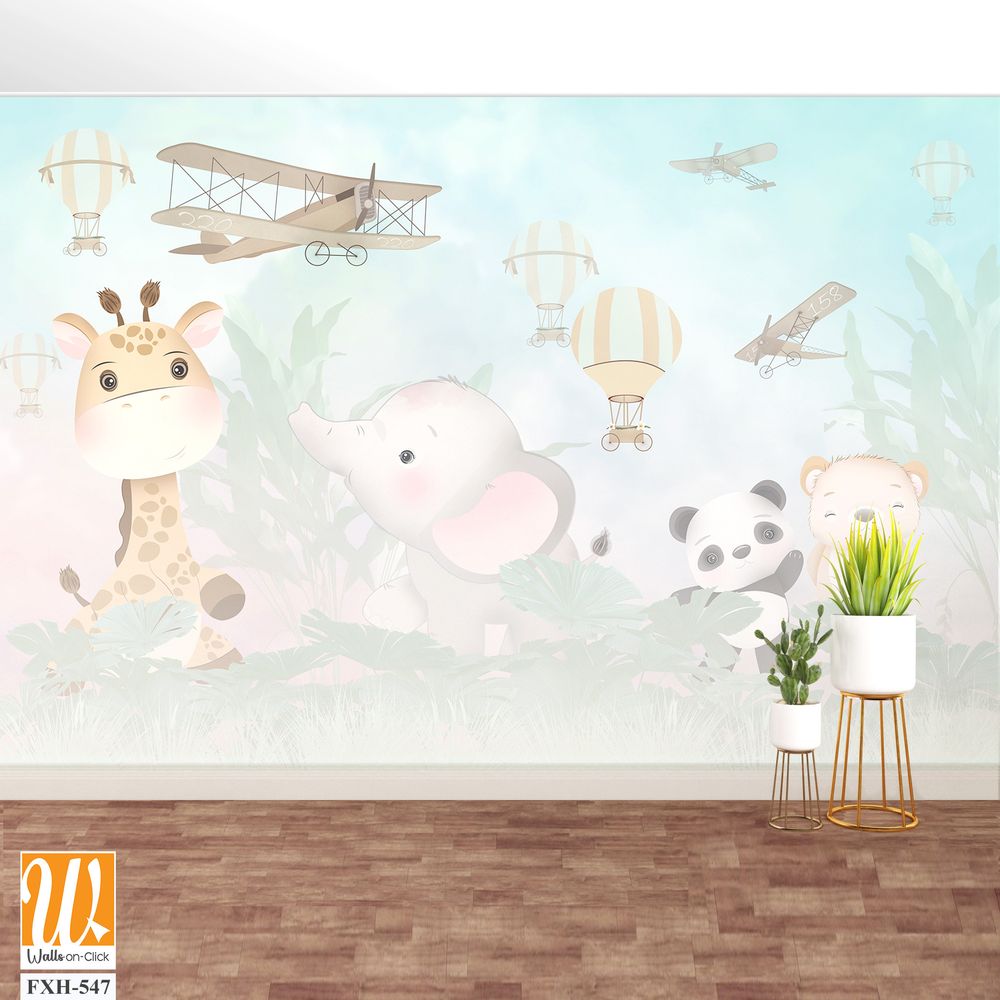 Cute animals wallpaper for kids rooms [WP-FXH-547]