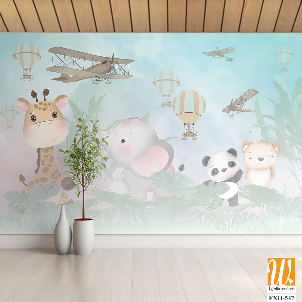 Cute animals wallpaper for kids rooms [WP-FXH-547]
