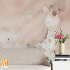 Cute animals wallpaper design for kids room - 3D illustration [WP-FXH-550]